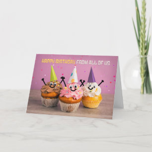 Happy Birthday From All of Us Cute Cupcake  Holiday Card