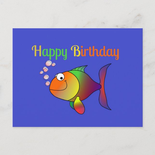 Happy Birthday from Bubbles the Fish Postcard (Front)