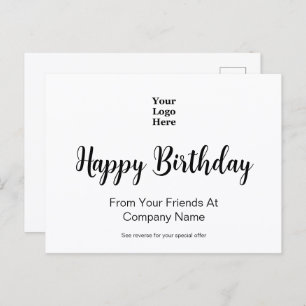Happy Birthday From Business Logo Special Offer Postcard