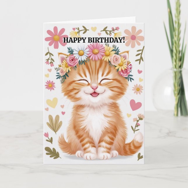 Happy Birthday From Cat Funny Cute Card (Front)