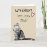 Happy Birthday From Cat Lady Mum Pretty Card<br><div class="desc">This design was created though digital art. It may be personalised in the area provide or customising by choosing the click to customise further option and changing the name, initials or words. You may also change the text colour and style or delete the text for an image only design. Contact...</div>