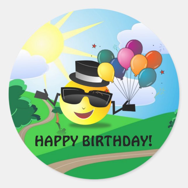 Happy Birthday! from Classic Round Sticker (Front)