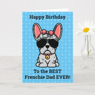 Happy Birthday from Dog Blue Merle French Bulldog Card