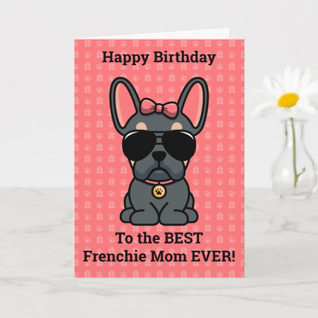 Happy Birthday from Dog Blue Tan French Bulldog Card (Small Plant)