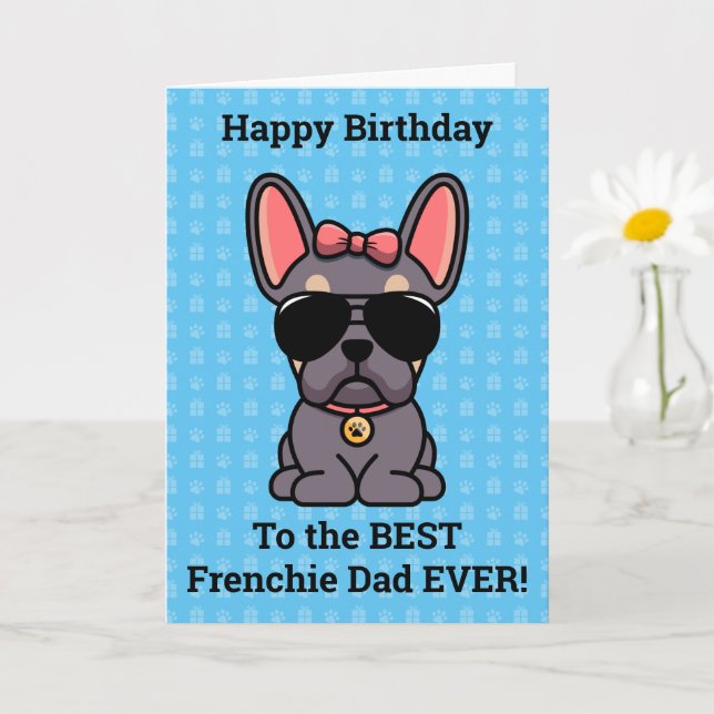 Happy Birthday from Dog Lilac Tan French Bulldog Card (Small Plant)