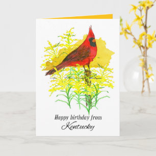 Happy Birthday from Kentucky Cardinal Goldenrod Card