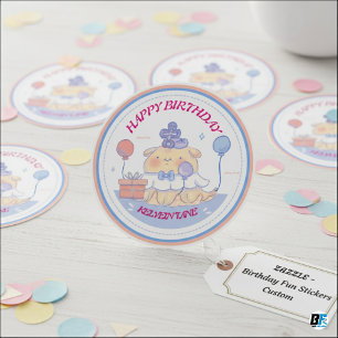 Happy Birthday from [Name] - Pink Satin Swirls  Classic Round Sticker