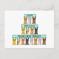 Happy Birthday from New Jersey Cartoon Cats