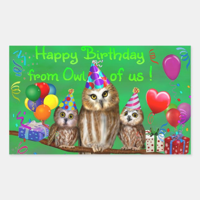 Happy Birthday from Owl of us! Rectangular Sticker (Front)