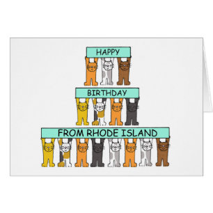 Happy Birthday from Rhode Island Cartoon Cats