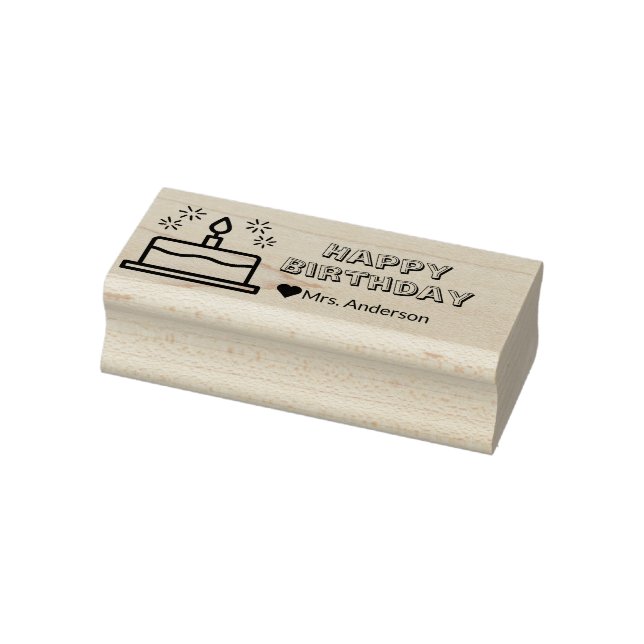 Happy Birthday From Teacher to Student Cute Rubber Stamp (Stamp)