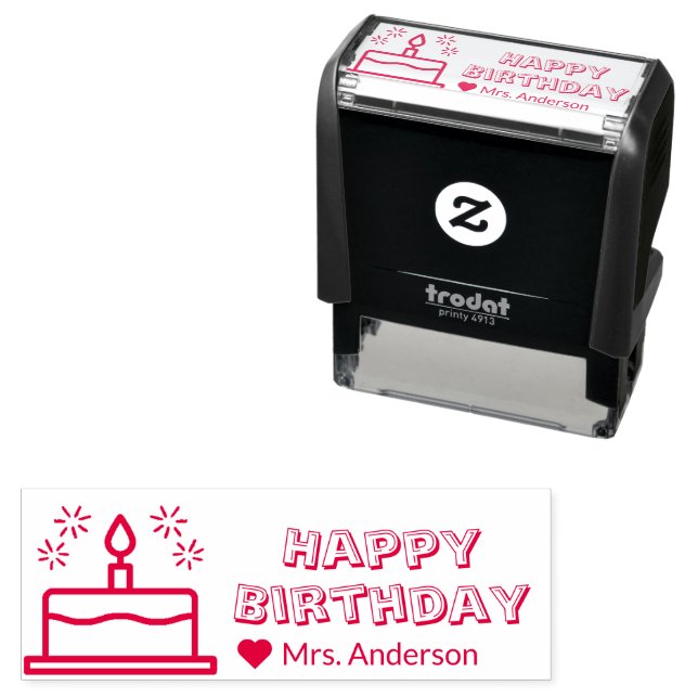 Happy Birthday From Teacher to Student Cute Self-inking Stamp (In Situ)