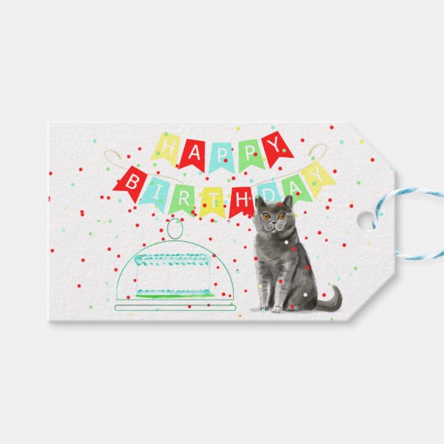 Happy Birthday From The Cat Gift Tag (Front (Horizontal))