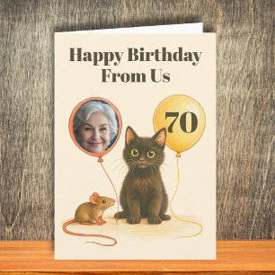 Happy Birthday from Us, Cat and Mouse photo card,  Card