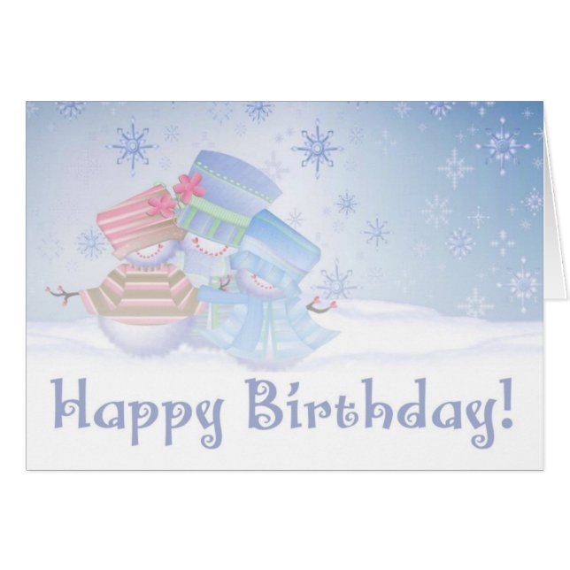 Happy Birthday Frosty Card (Front Horizontal)