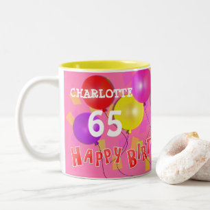 Happy Birthday Fun 65th Milestone Personalised Two Two-Tone Coffee Mug