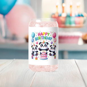 Happy Birthday Fun and Colourful Can Glass