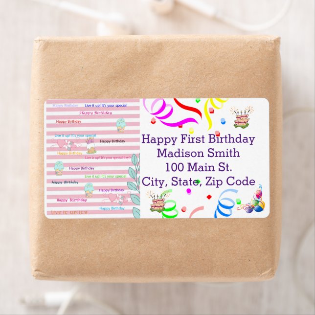 Happy Birthday FUN Cupcake Address Label (Insitu)