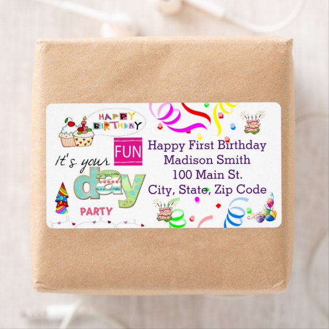 Happy Birthday FUN Cupcake Address Label (Insitu)