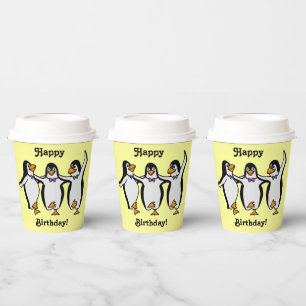 Happy Birthday! Fun Dancing Penguins Paper Cups
