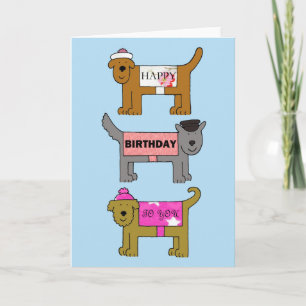 Happy Birthday fun Dogs in Clothing. Card