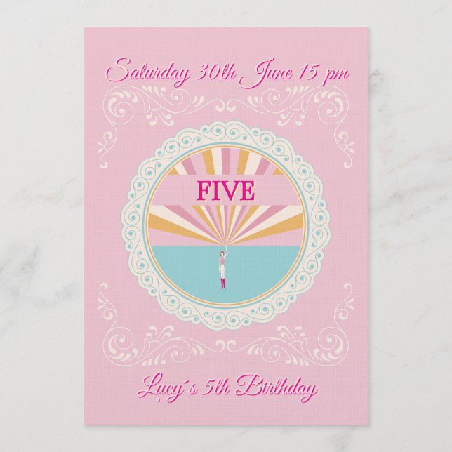 Happy Birthday Fun Invitation Card, Pink RSVP (Front)