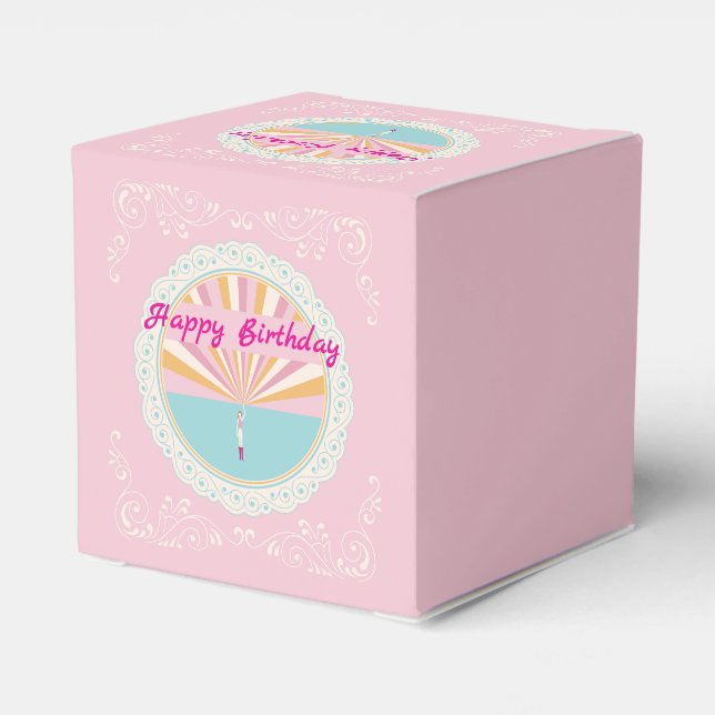 Happy Birthday Fun Party Box, Pink Rainbow Favour Box (Back Side)