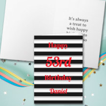 Happy Birthday Fun Pop Bold Black Stripes Typo