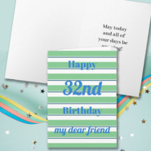 Happy Birthday Fun Pop Bold Green Stripes Typo