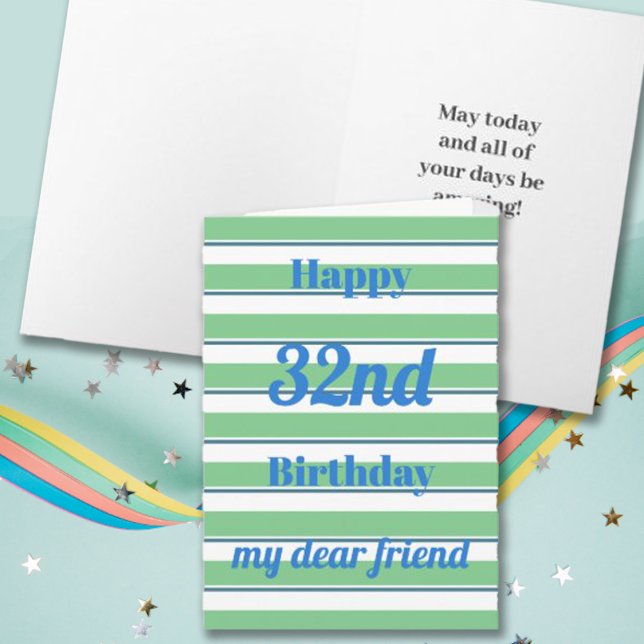Happy Birthday Fun Pop Bold Green Stripes Typo Card (Creator Uploaded)