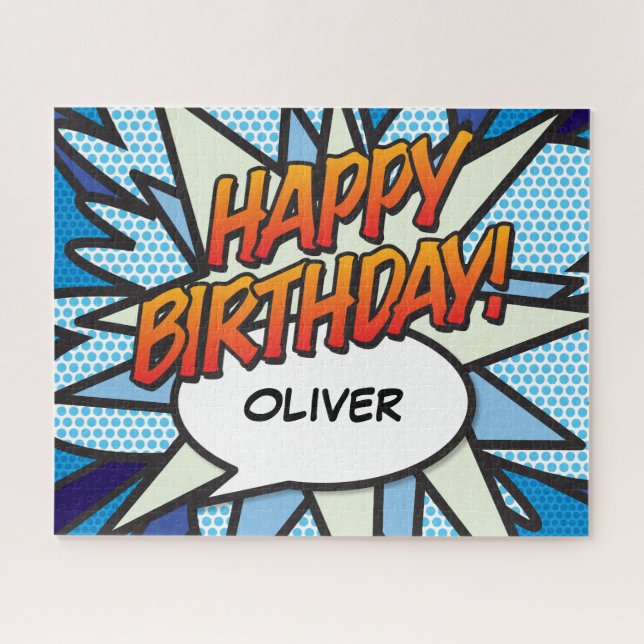 HAPPY BIRTHDAY Fun Retro Comic Book Jigsaw Puzzle (Horizontal)