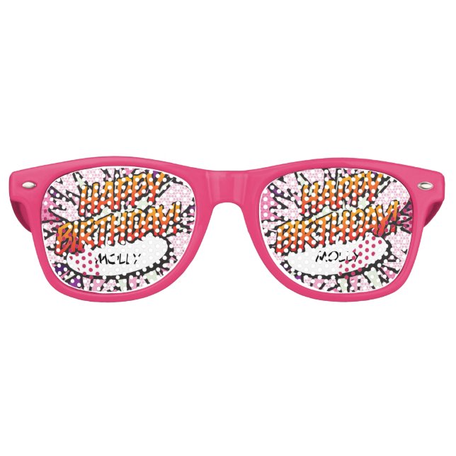 HAPPY BIRTHDAY Fun Retro Comic Book Sunglasses (Front)