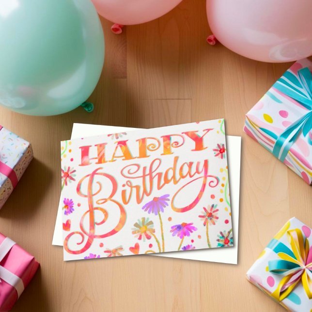 Happy Birthday Fun Sweet Floral Trendy Card (Creator Uploaded)