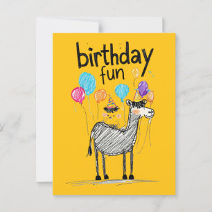 Happy Birthday Fun with Cute Horse & Balloons Post Postcard