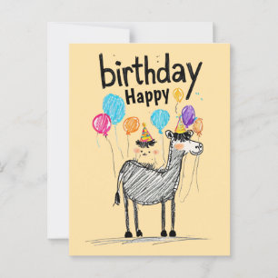Happy Birthday Fun with Cute Horse & Balloons Postcard