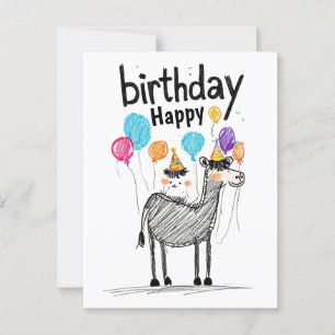 Happy Birthday Fun with Cute Horse & Balloons Postcard