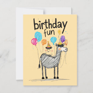 Happy Birthday Fun with Cute Horse & Balloons Postcard