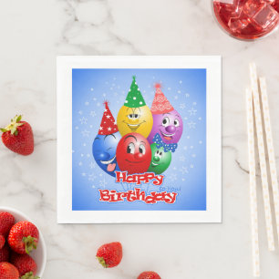 Happy Birthday, Funny Balloons, Napkin