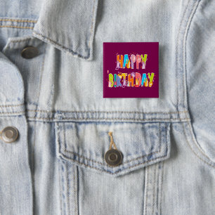 Happy Birthday Funny Cat Lover Bday Celebration 15 Cm Square Badge