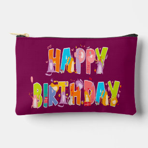 Happy Birthday Funny Cat Lover Bday Celebration Accessory Pouch