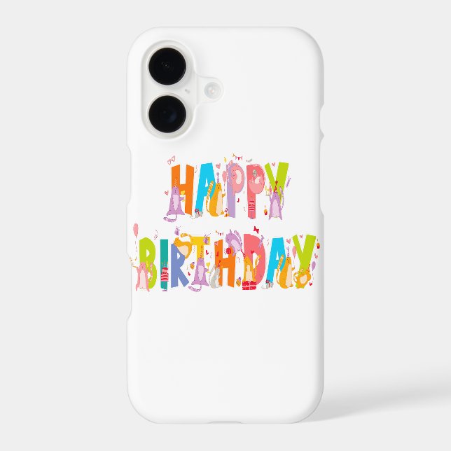 Happy Birthday Funny Cat Lover Bday Celebration iPhone Case (Back)