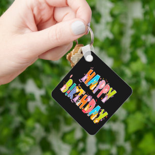 Happy Birthday Funny Cat Lover Bday Celebration Key Ring
