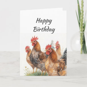 Happy Birthday Funny Chickens Give a Cluck Card