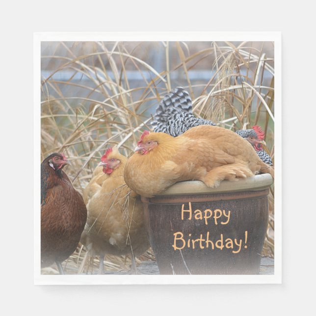 Happy Birthday Funny Chickens Napkin (Front)