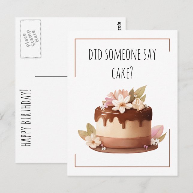 Happy Birthday Funny Coffee Cake  Postcard (Front/Back)