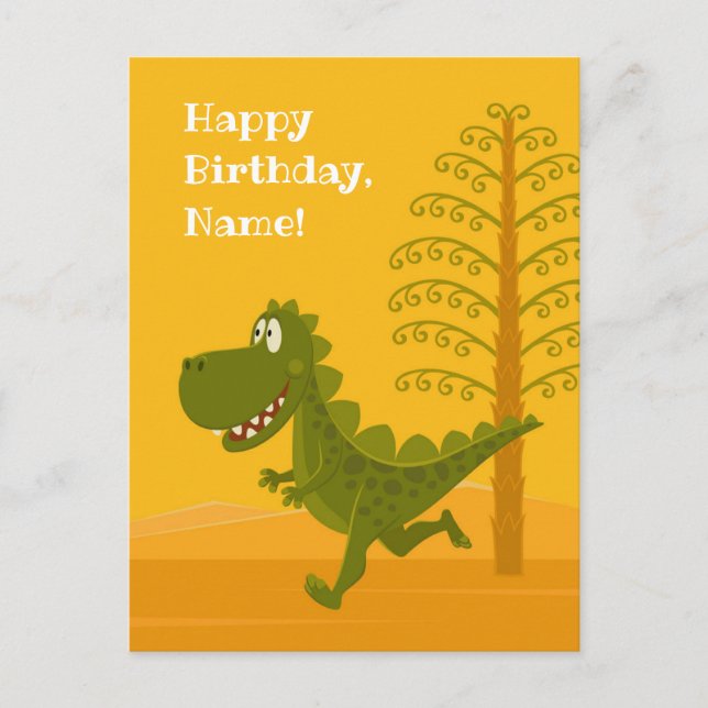 Happy Birthday Funny Dinosaur Dino Jurassic Postcard (Front)