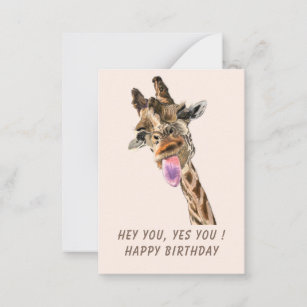 Happy Birthday - Funny Giraffe Tongue Out and Wink Card