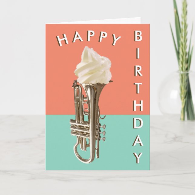  Happy Birthday Funny Music Humour Ice Cream Corne Card (Front)