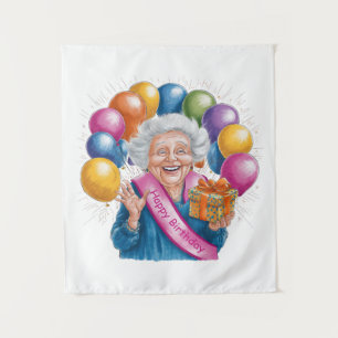 Happy Birthday Funny Nana Tapestry
