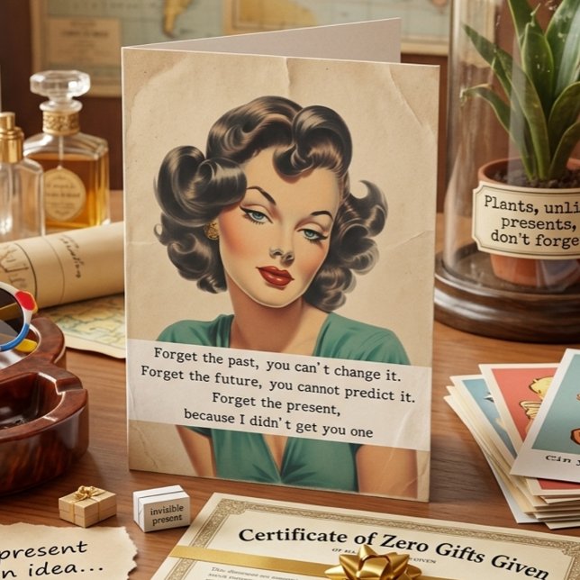 Happy Birthday Funny Saying Retro Woman Card (Creator Uploaded)